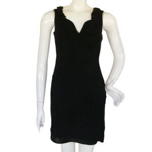BANANA REPUBLIC Dress, 4, Silk, Ruffle Bib, Sleeveless, Black